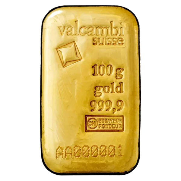 100g Gold Bar | Valcambi | Casted