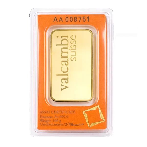 100g Gold Bar | Valcambi | Minted