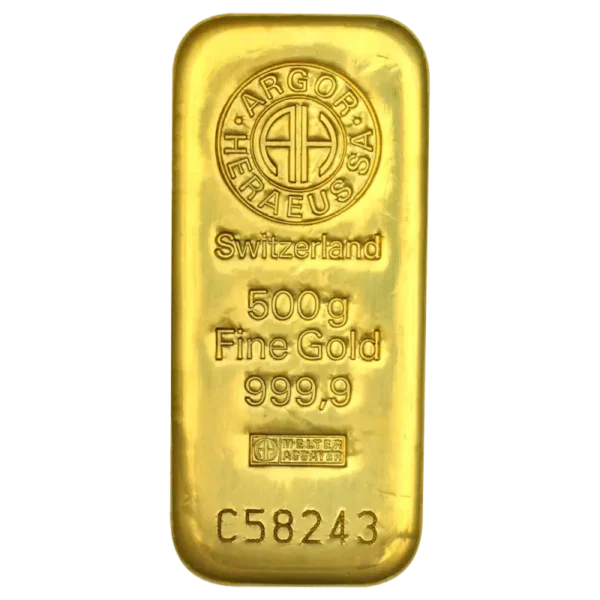 500g Gold Bar | Argor-Heraeus | Casted
