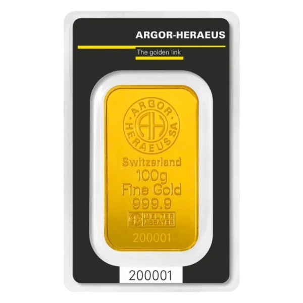100g Gold Bar | Argor-Heraeus | Minted