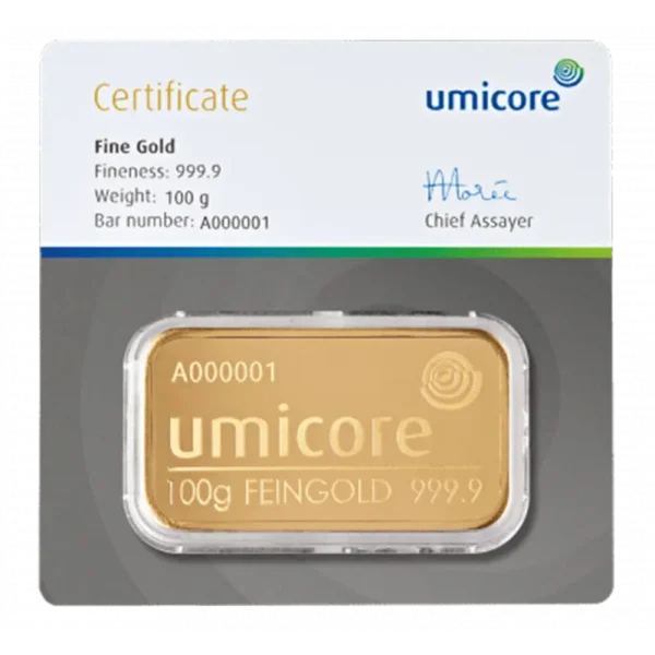 100g Gold Bar | Umicore | Minted
