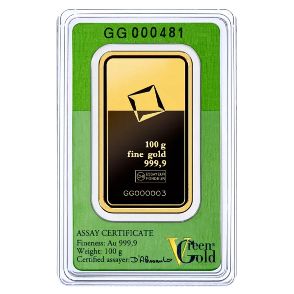 100g Gold Bar | Valcambi | Green Gold