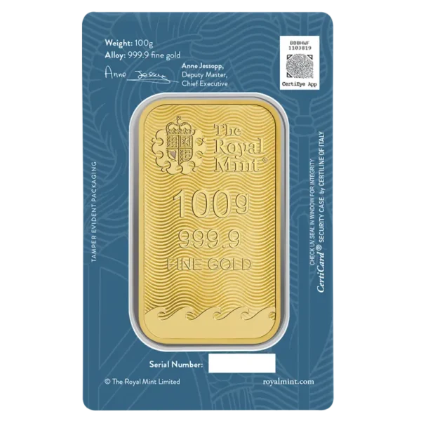 100g Britannia Gold Bar | Royal Mint