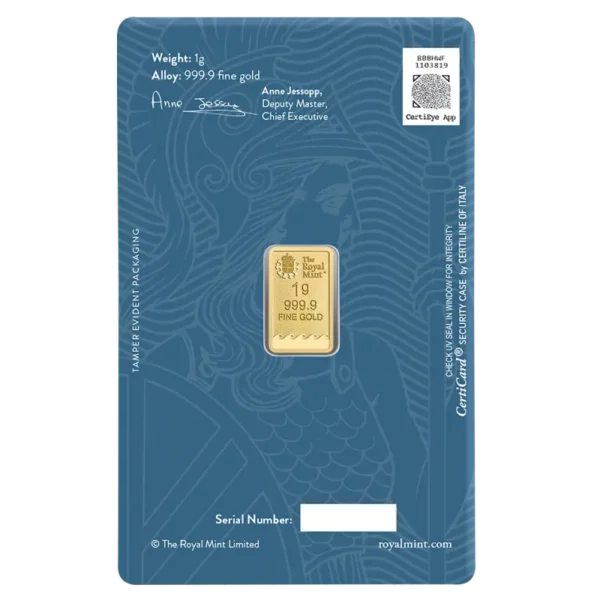 1g Britannia Gold Bar | Royal Mint