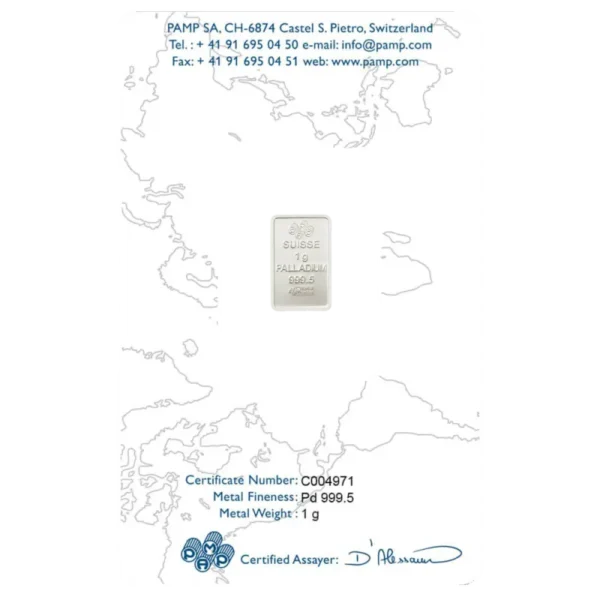 1g Palladium Bar | PAMP Fortuna