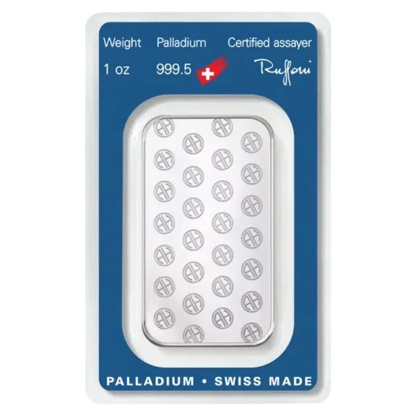 1 oz Palladium Bar | Argor Heraeus