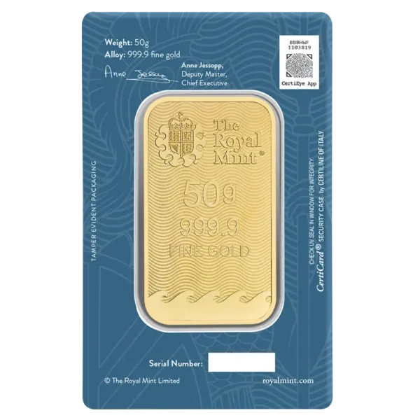 50g Britannia Gold Bar | Royal Mint