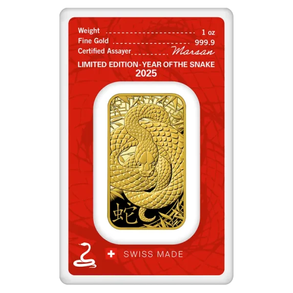 1 oz Gold Bar | Argor-Heraeus | Year Of The Snake | 2025
