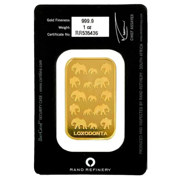 1 oz Gold Bar | Loxodonta Africana | Rand Refinery