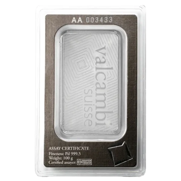 100g Palladium Bar | Valcambi