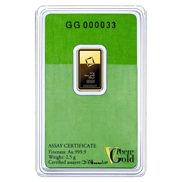 2.5g Gold Bar | Valcambi | Green Gold