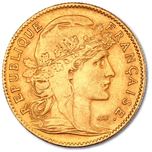 10 French Francs Marianne Rooster Gold Coin | 1899-1914