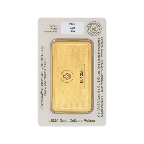 100g Gold Bar | C.Hafner | Minted