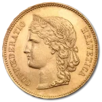 20 Swiss Francs Helvetica | Gold | 1883-1896