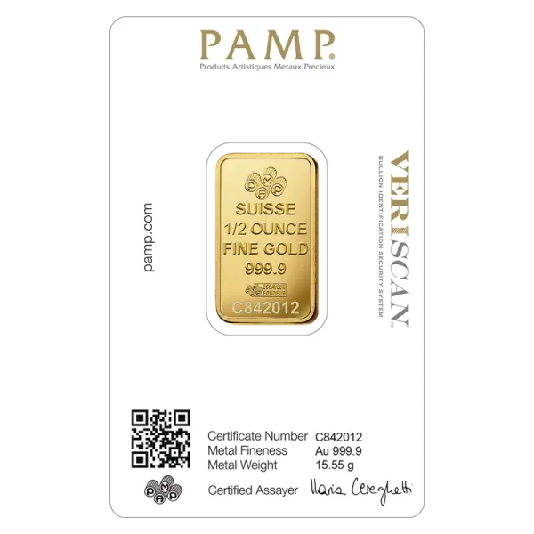 1/2 oz Gold Bar | PAMP Fortuna