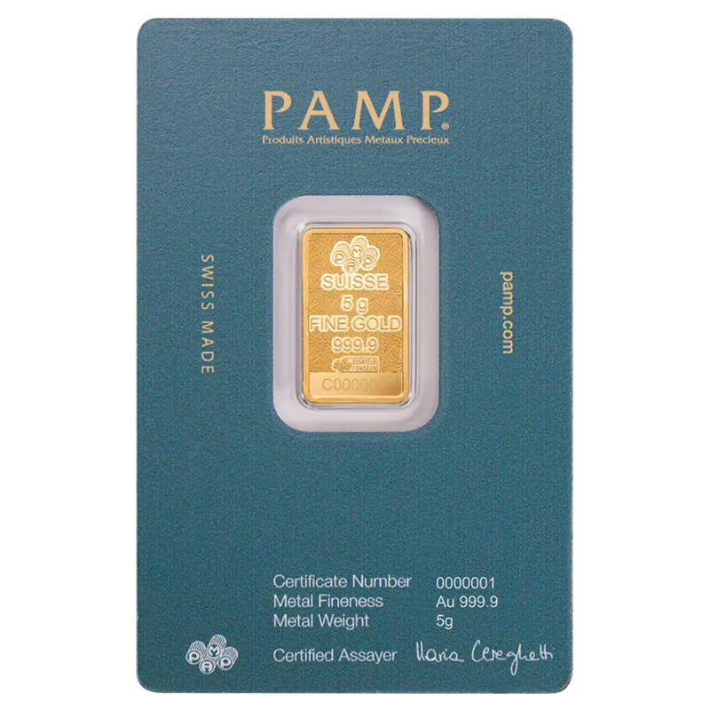 5g Gold Bar | PAMP Fortuna | Arabian Falcon with Frame