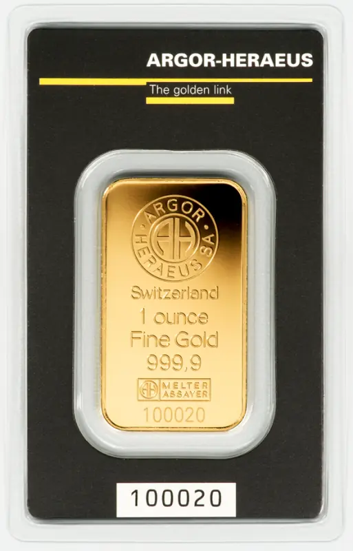 1 oz Gold Bar | Argor-Heraeus | Kinebar