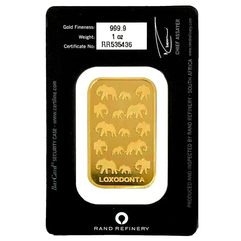 1 oz Gold Bar | Loxodonta Africana | Rand Refinery