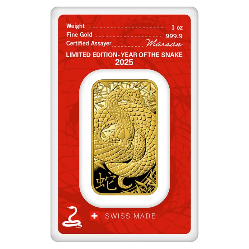 1 oz Gold Bar | Argor-Heraeus | Year Of The Snake | 2025