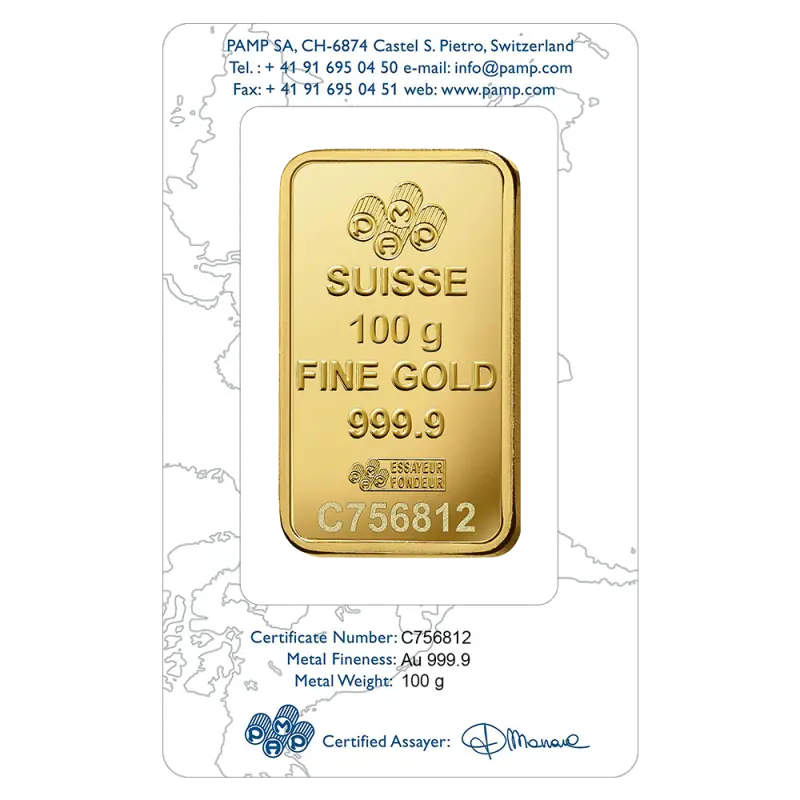 100g Gold Bar | PAMP Rose