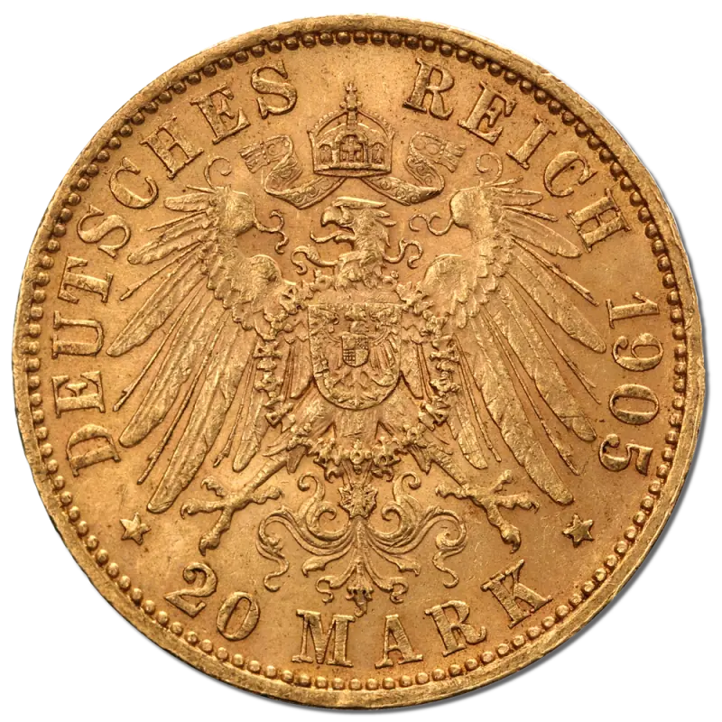 20 Mark | King Friedrich August III Saxony | Gold | 1904-1918
