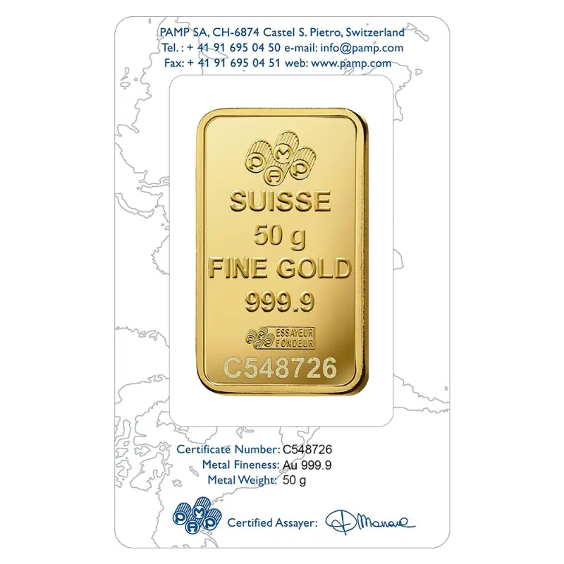 50g Gold Bar | PAMP Rose