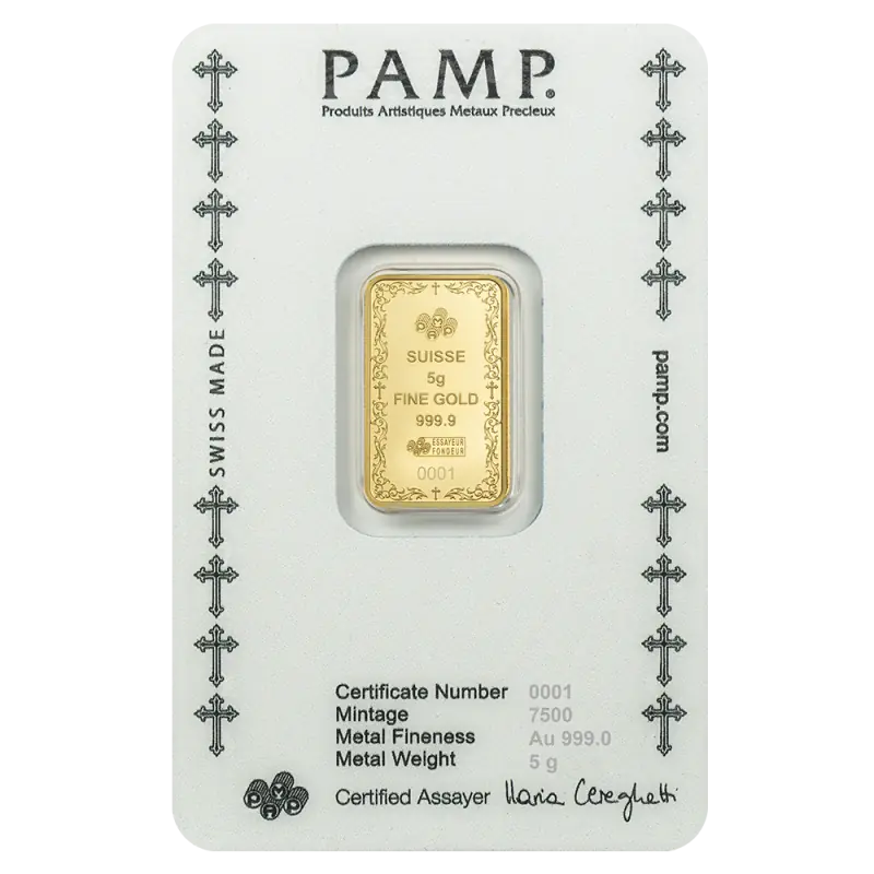 5g Gold Bar | PAMP Suisse Cross of Christianity