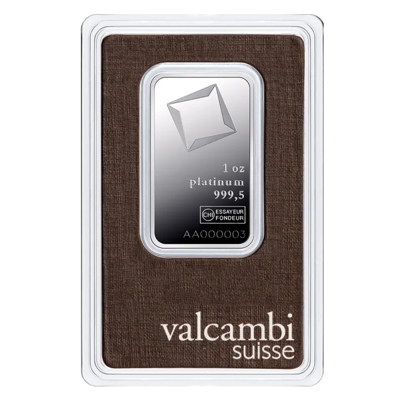 1 oz Platinum Bar | Valcambi