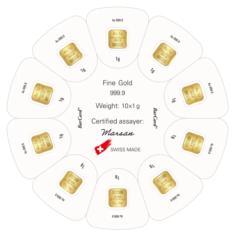 10 x 1g Gold Bars GoldSeed | Argor-Heraeus