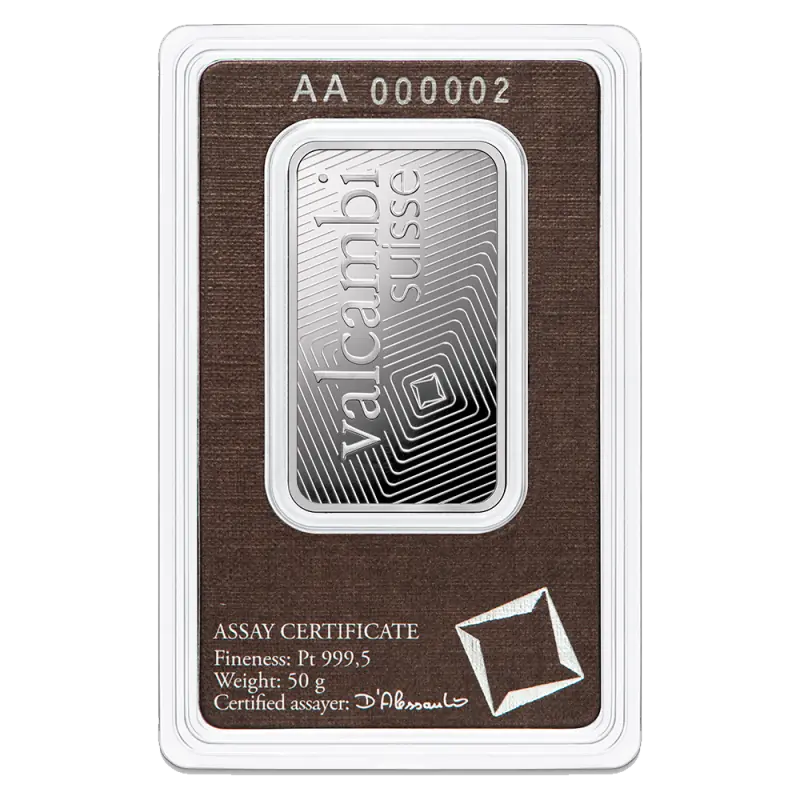 50g Platinum Bar | Valcambi