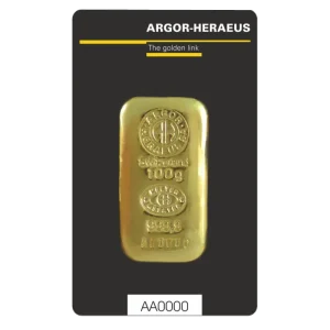100g Gold Bar | Argor Heraeus | Casted