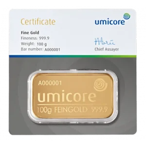 100g Gold Bar | Umicore | Minted