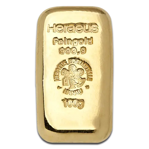 100g Gold Bar | Heraeus | Casted