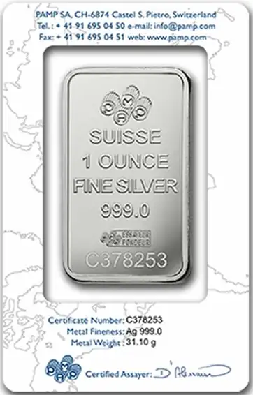 1 oz Silver Bar | PAMP | Lady Fortuna