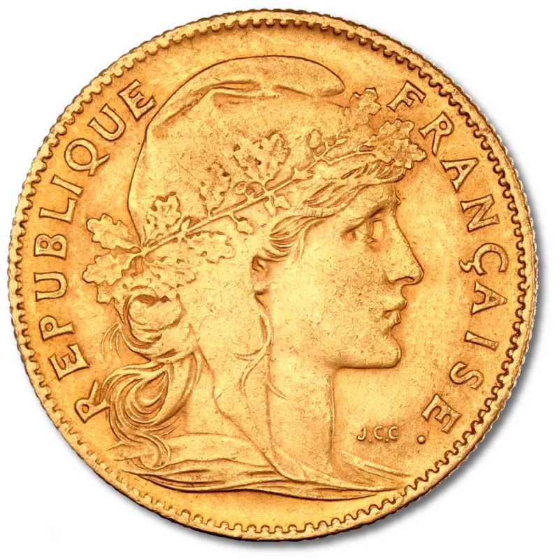 10 French Francs Marianne Rooster Gold Coin | 1899-1914