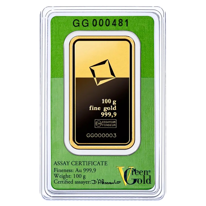 100g Gold Bar | Valcambi | Green Gold