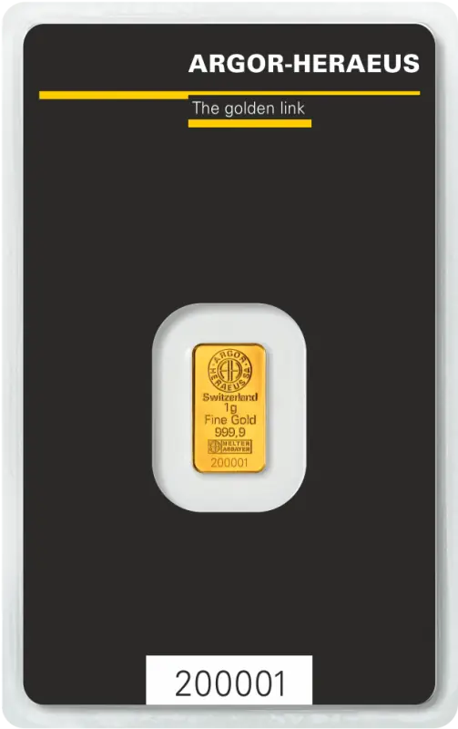 1g Gold Bar | Argor-Heraeus | Kinebar