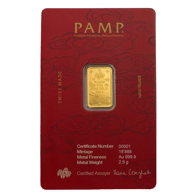 2.5g Gold Bar | PAMP | Lucky Cat