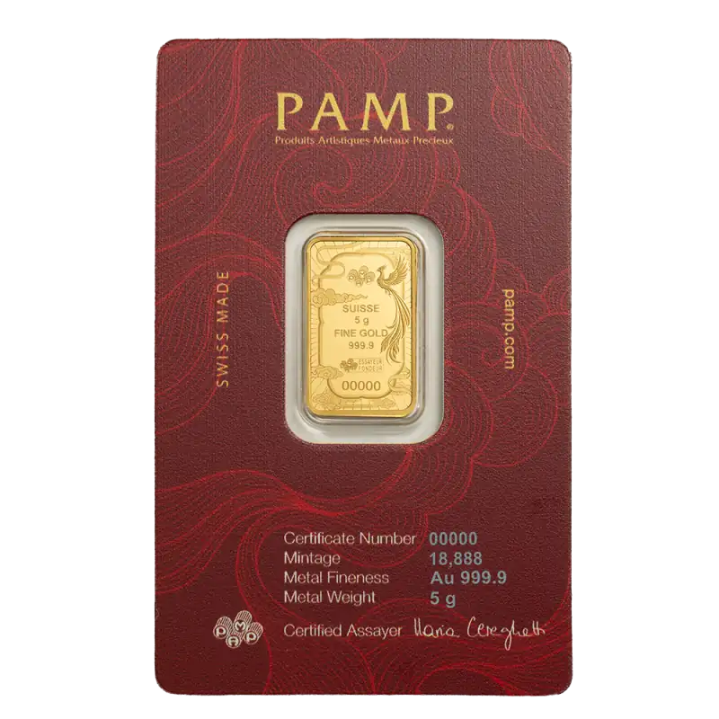5g Gold Bar Good Luck Phoenix | PAMP