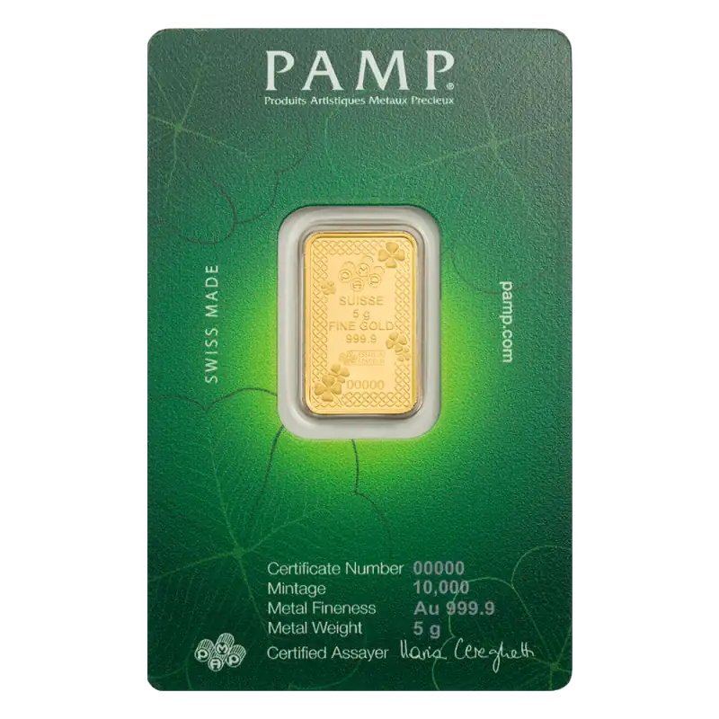 5g Gold Bar | PAMP | Lucky Charm Four-Leaf Clover