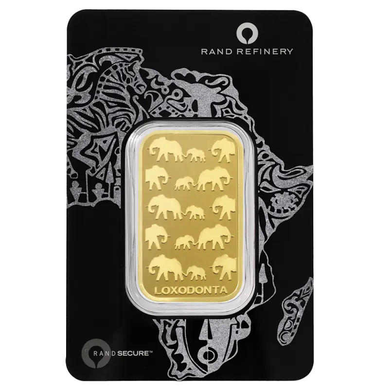 1 oz Gold Bar | Loxodonta Africana | Rand Refinery | QR Code