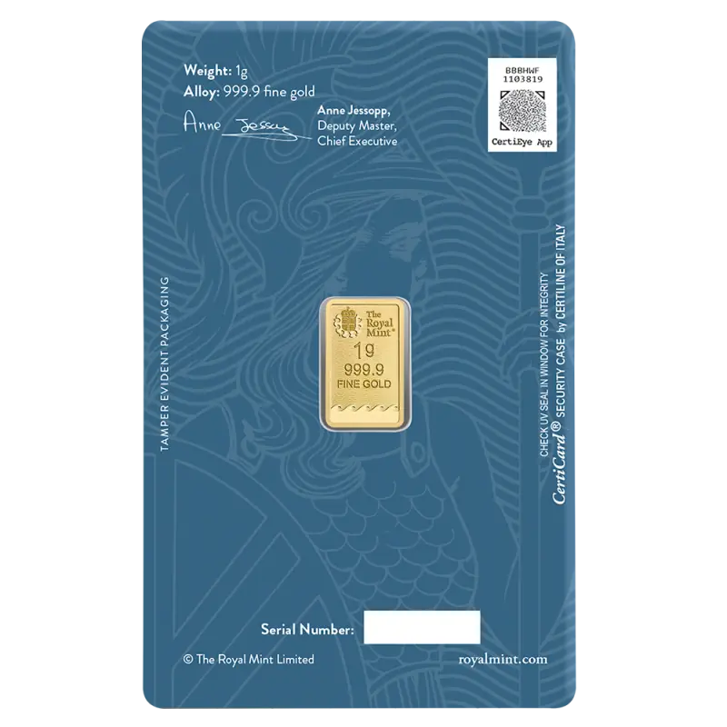 1g Britannia Gold Bar | Royal Mint