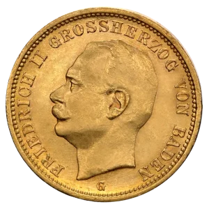 20 Mark | Grand Duke Friedrich II Baden | Gold | 1907-1918