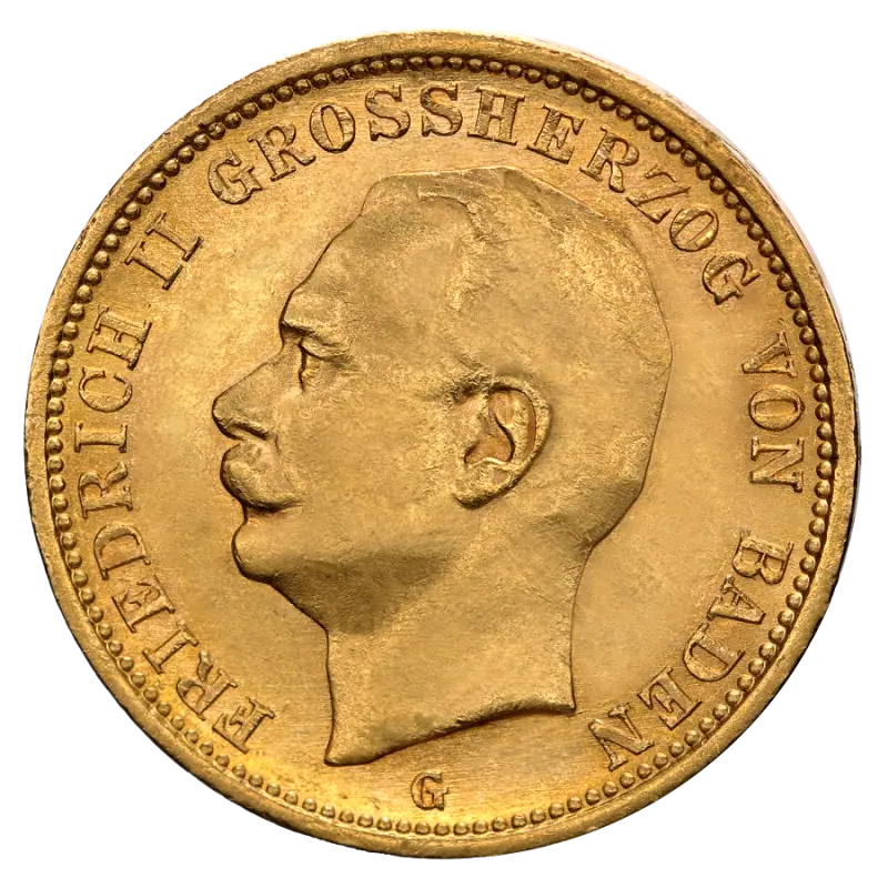 20 Mark | Grand Duke Friedrich II Baden | Gold | 1907-1918