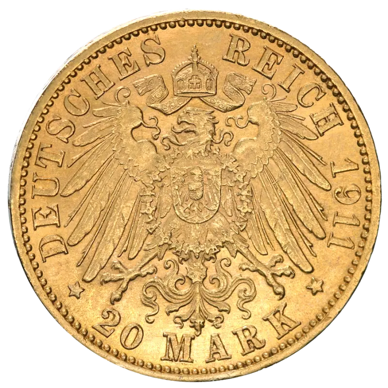 20 Mark | Grand Duke Friedrich II Baden | Gold | 1907-1918