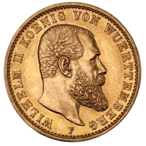 20 Mark | King Wilhelm II Wurttemberg | Gold | 1891-1918