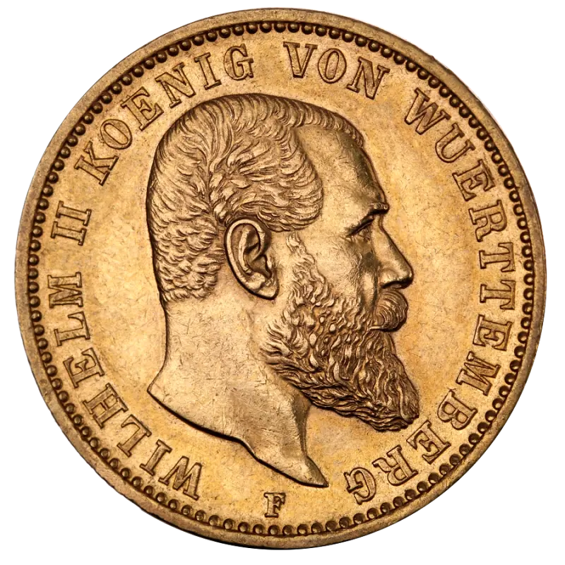 20 Mark | King Wilhelm II Wurttemberg | Gold | 1891-1918